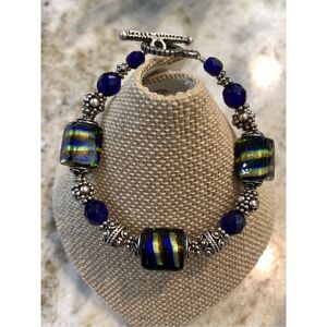 Murano Glass Crystals and Bali Sterling Silver Bracelet #Italy #handmade